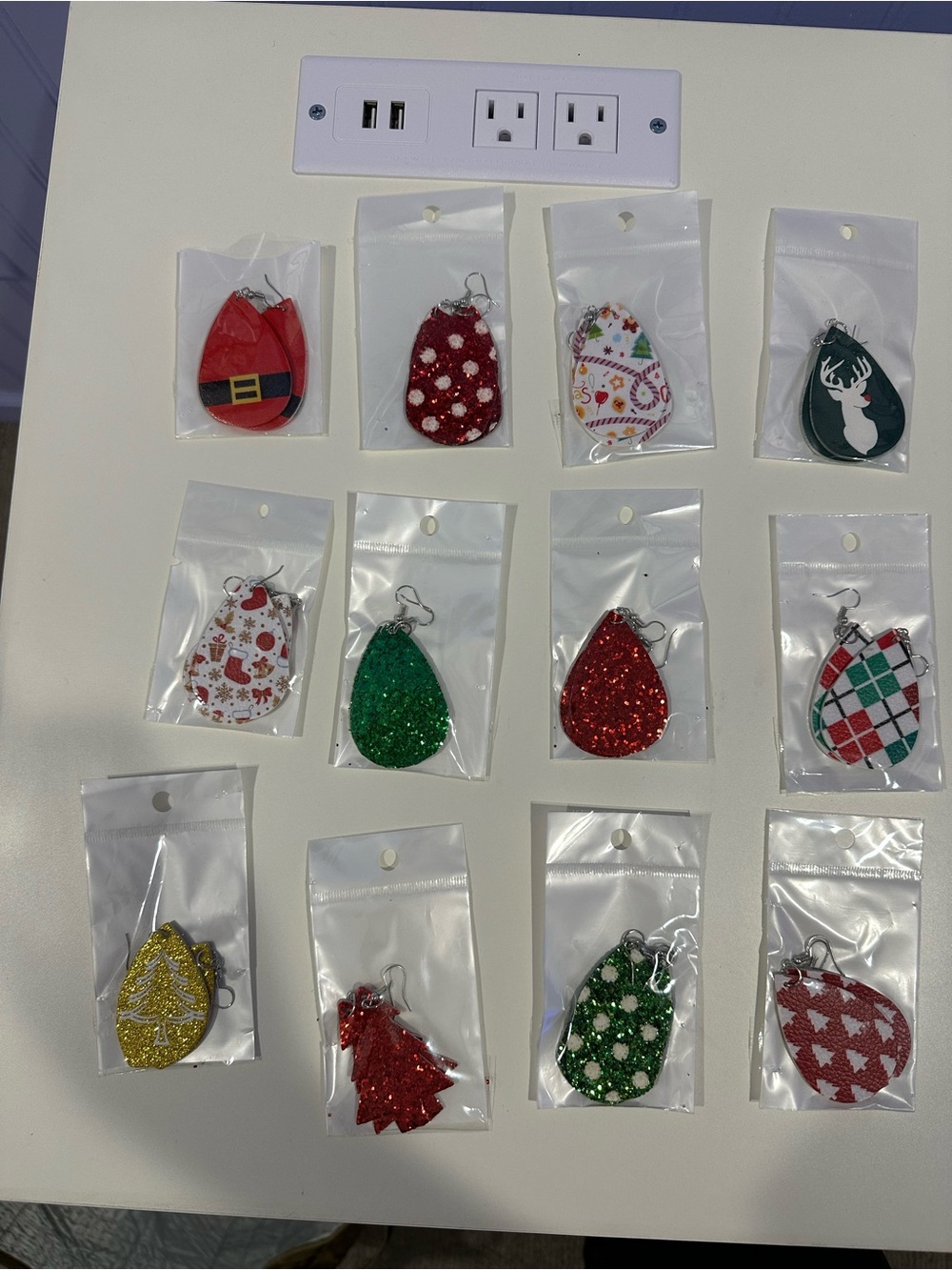 Holiday Teardrop & Novelty Earrings - Assorted Christmas Colors